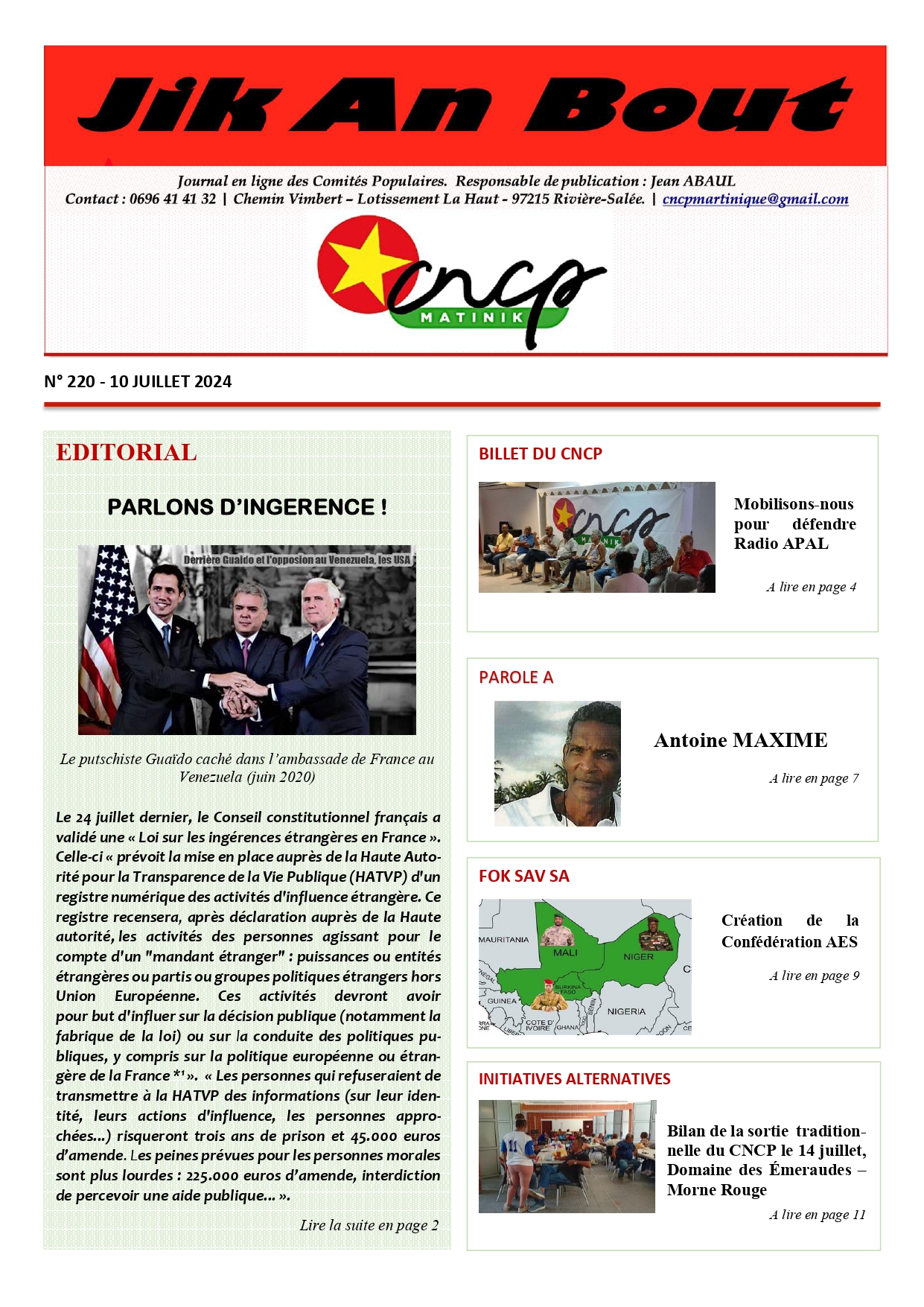 Journal Jik An Bout N°220