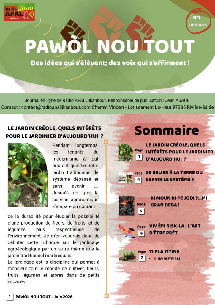 Journal PAWÒL NOU TOUT N°1 RADIO APAL-JIKANBOUT page 1